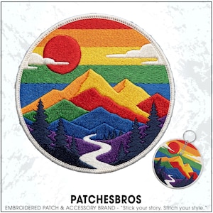 Subtle LGBTQ+ Patch LGBTQ+ Flag LGBTQ Pride Mountain Trans Sunset Embroidered Patches - Embroidered Keychain Sew On Iron On