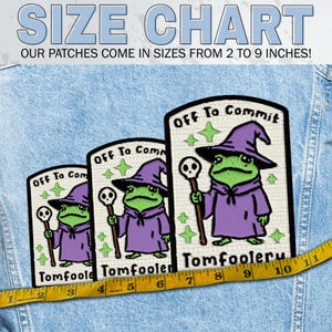 Off To Commit Tomfoolery Patch Funny Wizard Frog DnD Chaotic Fantasy Cottagecore Embroidered Patches Keychain Sew On Iron On Gift image 3