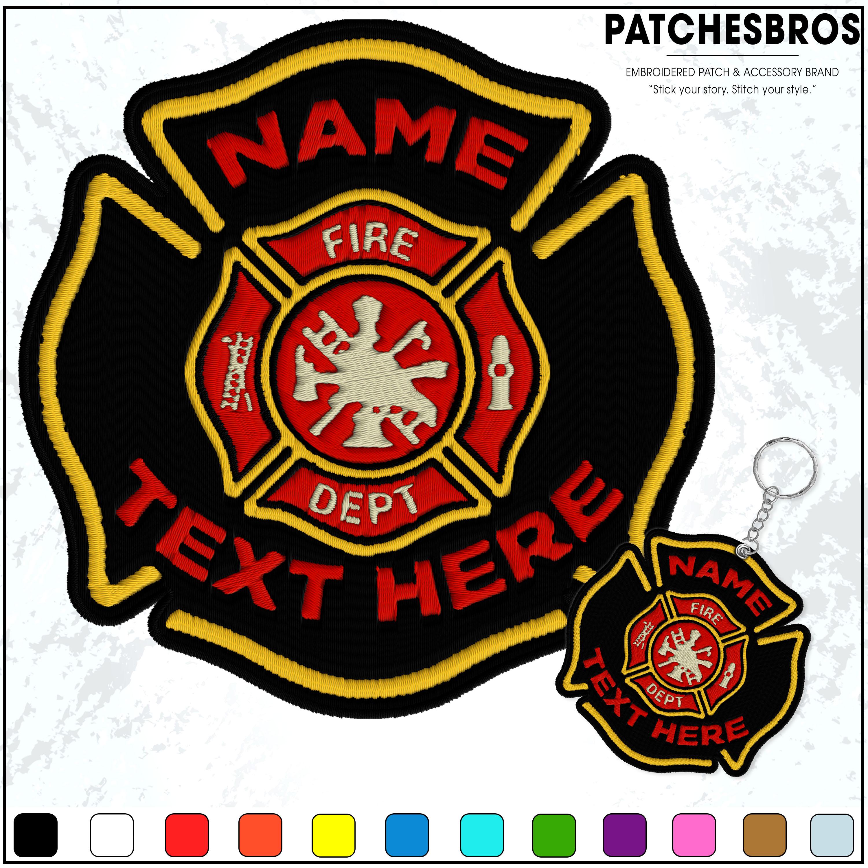Custom Fireman Fire Badge Embroidered Patch – Firefighter Embroidered ...