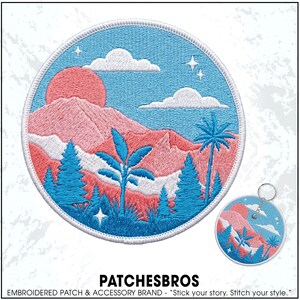 Subtle Transgender Patch LGBTQ Pride Mountain Trans Sunset Flag Embroidered Patches - Embroidered Keychain Sew On Iron On