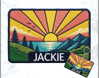 Custom Sunrise Name Patch Personalized Text Sunset Sunshine Inspirational Embroidered Patches – Embroidered Keychain Sew On Iron On