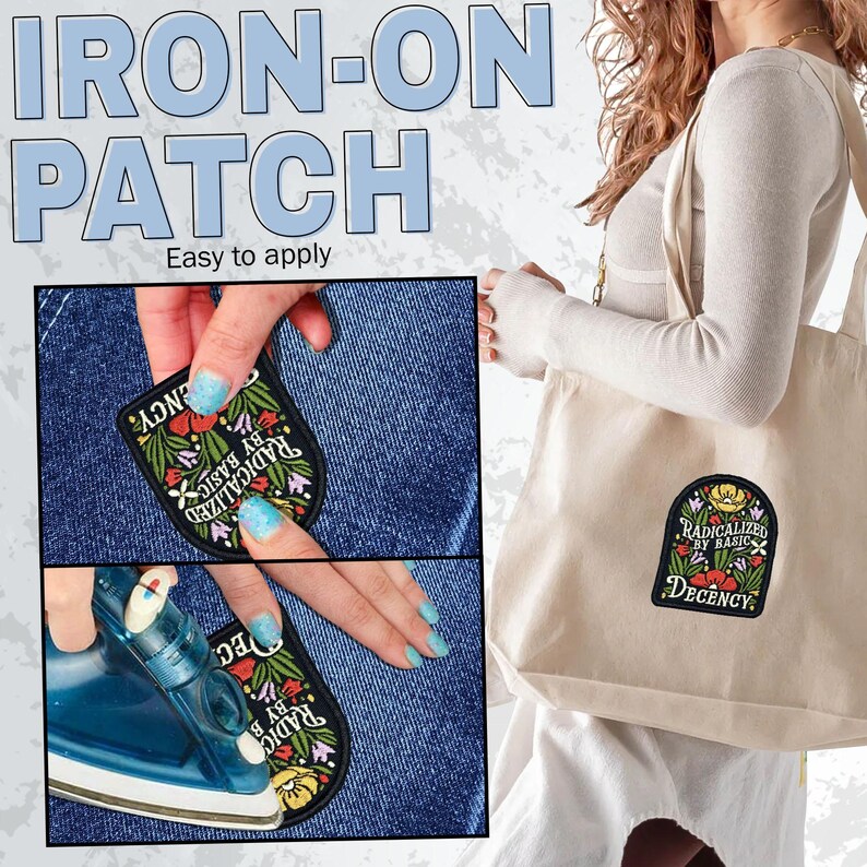 Radicalized By Basic Decency Patch Funny Floral Protest Feminist Activist Embroidered Patches - Embroidered Keychain Sew On Iron On immagine 9