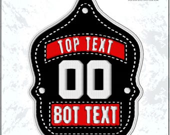 May include: Black and red embroidered patch with white stitching. The patch features the text "TOP TEXT" above the number "00" and "BOT TEXT" below. The brand name "PATCHESBROS" is at the top.
