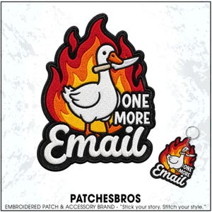 One More Email Patch Funny Goose With Knife Mental Health Humor Office Work Meme Embroidered Patches Keychain Sew On Iron On