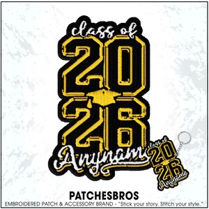 Custom Graduation Name Patch Personalized Text High School College Graduate Cap Senior 2026 – Embroidered Keychain Sew On Iron On