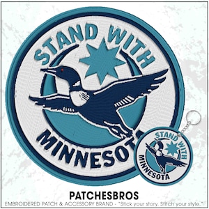 Stand With Minnesota Patch Rebel Alliance Loon MN State Bird Protest Resistance Embroidered Patches Keychain Sew On Iron On
