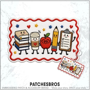 Teacher Doodle Patch Back To School Staff Education Embroidered Patches - Embroidered Keychain Sew On Iron On