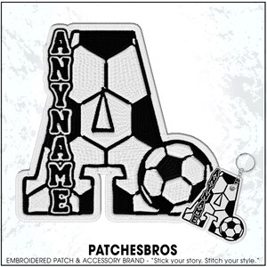 Custom Soccer Initial Name Patch Personalized Monogram Text Number Sport Player Team Embroidered Patches Embroidered Keychain Sew On Iron On