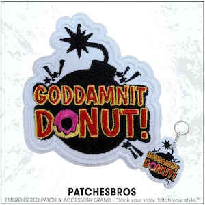 Goddamnit Donut Patch Inspired Book Reader Lover Reader Fantasy Bookish Embroidered Patches - Embroidered Keychain Sew On Iron On