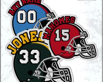 Personalized Custom Name and Number Football Helmet Patch Embroidered Patch Sport Team Iron On Sew On Patches for Backpack, Hat, Jackets