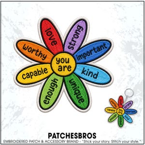 You Are Patch Unique Enough Capable Worthy Loved Strong Important Kind Mental Health Embroidered Patches Keychain Sew On Iron On