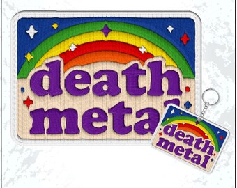 Death Metal Patch Funny Mental Health Rainbow Rock Music Lover Aesthetic Embroidered Patches - Embroidered Keychain Sew On Iron On
