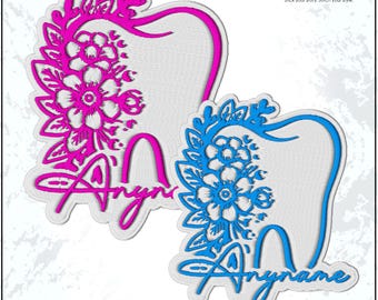 Custom Tooth Floral Name Patch Personalized Dentist Dental Job Embroidered Patches Sew On Iron On , DIY PVC Gifts for Backpack, Hat, Jacket