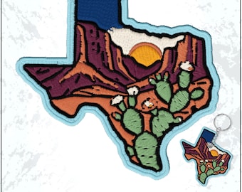 Texas Map Patch Natural Country Lovers Floral Desert Travel Embroidered Patches - Embroidered Keychain Sew On Iron On