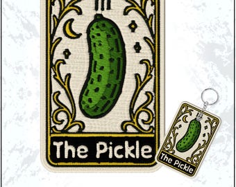 The Pickle Tarot Card Patch Funny Sarcastic Witchy Mystical Fortune Teller Embroidered Patches - Embroidered Keychain Sew On Iron On