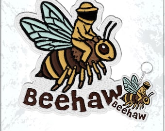 Beehaw Patch Western Beekeeper Honey Bees Dark Academia Embroidered Patches Keychain Sew On Iron On Gifts Hat