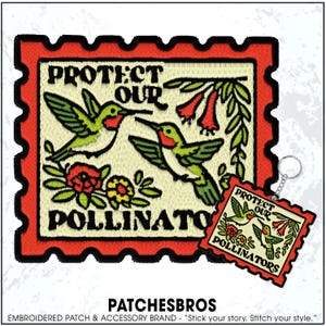 Protect Our Pollinators Patch Eco Save Stamp Wildlife Nature Animal Lovers Embroidered Patches - Embroidered Keychain Sew On Iron On