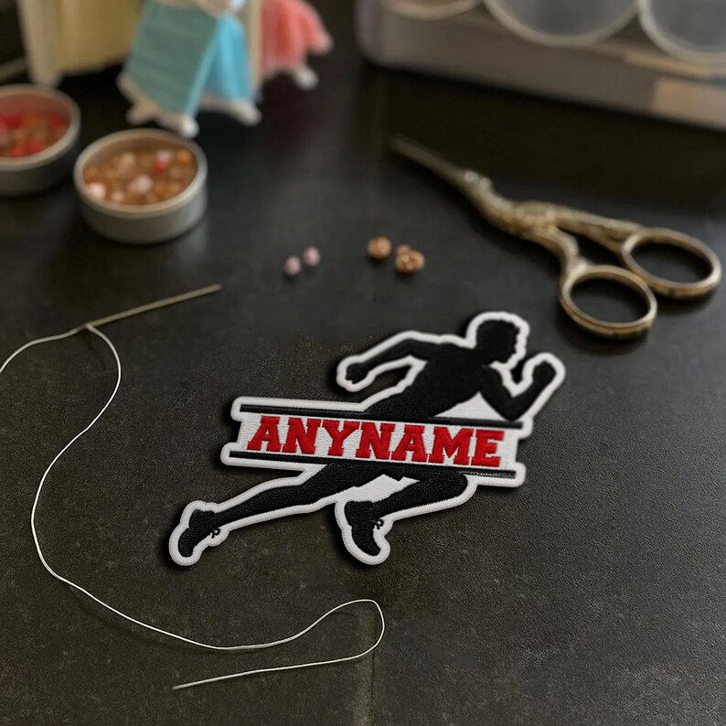 Custom Runner Name Patch Personalized Track And Field Cross Country Sport Embroidered Patches – Embroidered Keychain Sew On Iron On image 8
