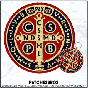 May include: Embroidered patch and keychain featuring a red, gold, and navy blue design with a cross and text. The patch and keychain have the text "PAX" and "V R S N" around the border, and the text "C S N D S M D P M L B" in the center.