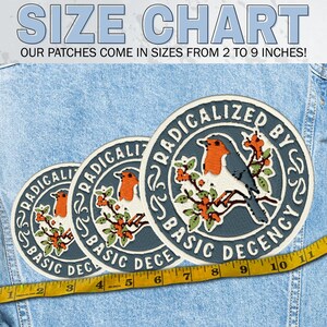 Radicalized By Basic Decency Patch Social Justice Equal Rights Sarcastic Kindness Bird Embroidered Patches Keychain Sew On Iron On imagem 3