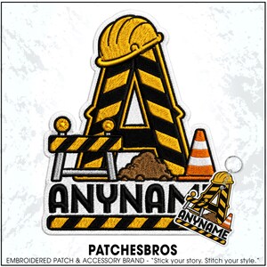 Custom Construction Initial Name Patch Personalized Text Truck Vehicle Embroidered Patches – Embroidered Keychain Sew On Iron On