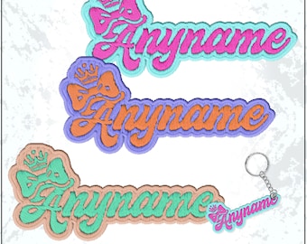 Custom Name With Gold Crown Patch Personalized Text Coquette Princess Queen Nursery Embroidered Patches Embroidered Keychain Sew On Iron On