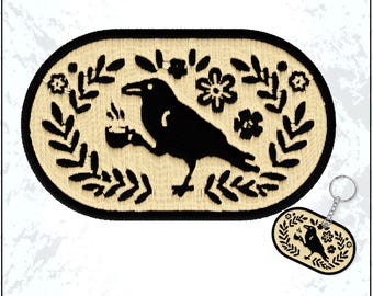 Crow Coffee Patch Boho Style Gothic Sarcastic Savage Floral Flower Embroidered Patches - Embroidered Keychain Sew On Iron On