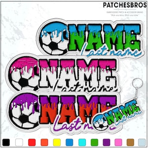 Custom Soccer Sport Ice Cream Drip Number Name Sport Embroidered Patch – Embroidered Keychain Sew On Iron On for Hat, Jacket, Backpack, Gift
