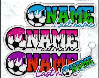 Custom Soccer Sport Ice Cream Drip Number Name Sport Embroidered Patch – Embroidered Keychain Sew On Iron On for Hat, Jacket, Backpack, Gift