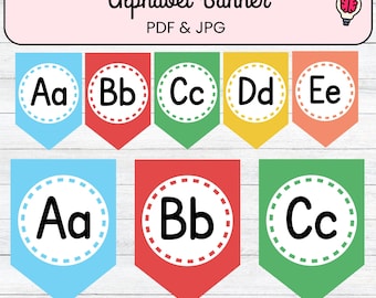 Alphabet Girlande A–Z | Buchstaben für das Schulkind | Druckbare Alphabet-Dekor für Lehrer | Farbenfrohe Wanddekoration