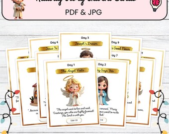 Weihnachtskrippen-Adventskarten | Druckbare Bibel Vers Karten | Weihnachts-Countdown-Schrift-Karteikarten | Klassenzimmer & Zuhause Adventskalender