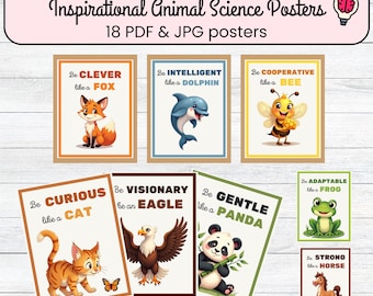 Be Like Nature Posters, Inspirational Animal Science Klassenzimmer Poster, Positive Eigenschaften Printable PDF & JPG Set.