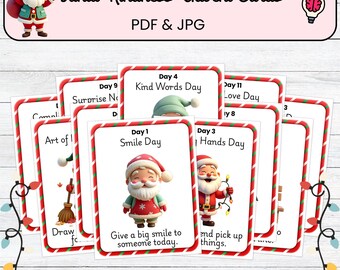 Santa Kindness Adventskarten | Weihnachtskindness-Aktivitäten für Kinder | Klassenzimmer & Zuhause Adventskalender | Sozial emotionales Lernen