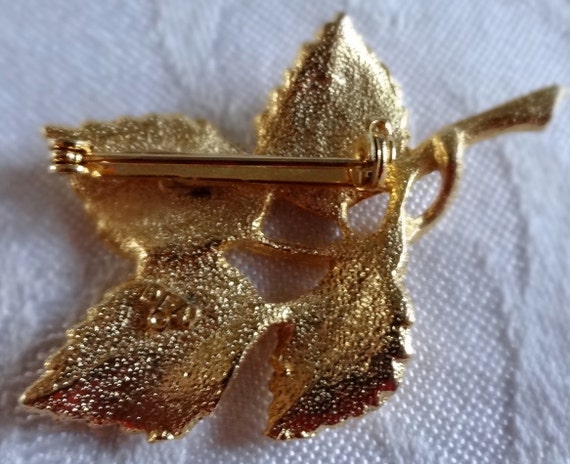 Brooch four leaves and branch gold plate DuBarry … - image 2