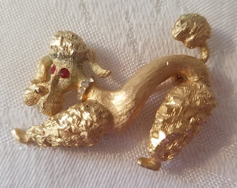 Vintage rhinestone poodle brooch