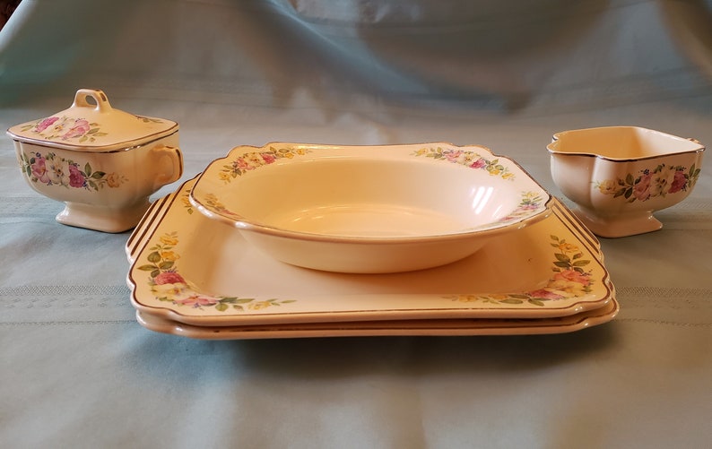 Vintage Homer Laughlin Dish Set C106 Wild Rose Pattern Etsy