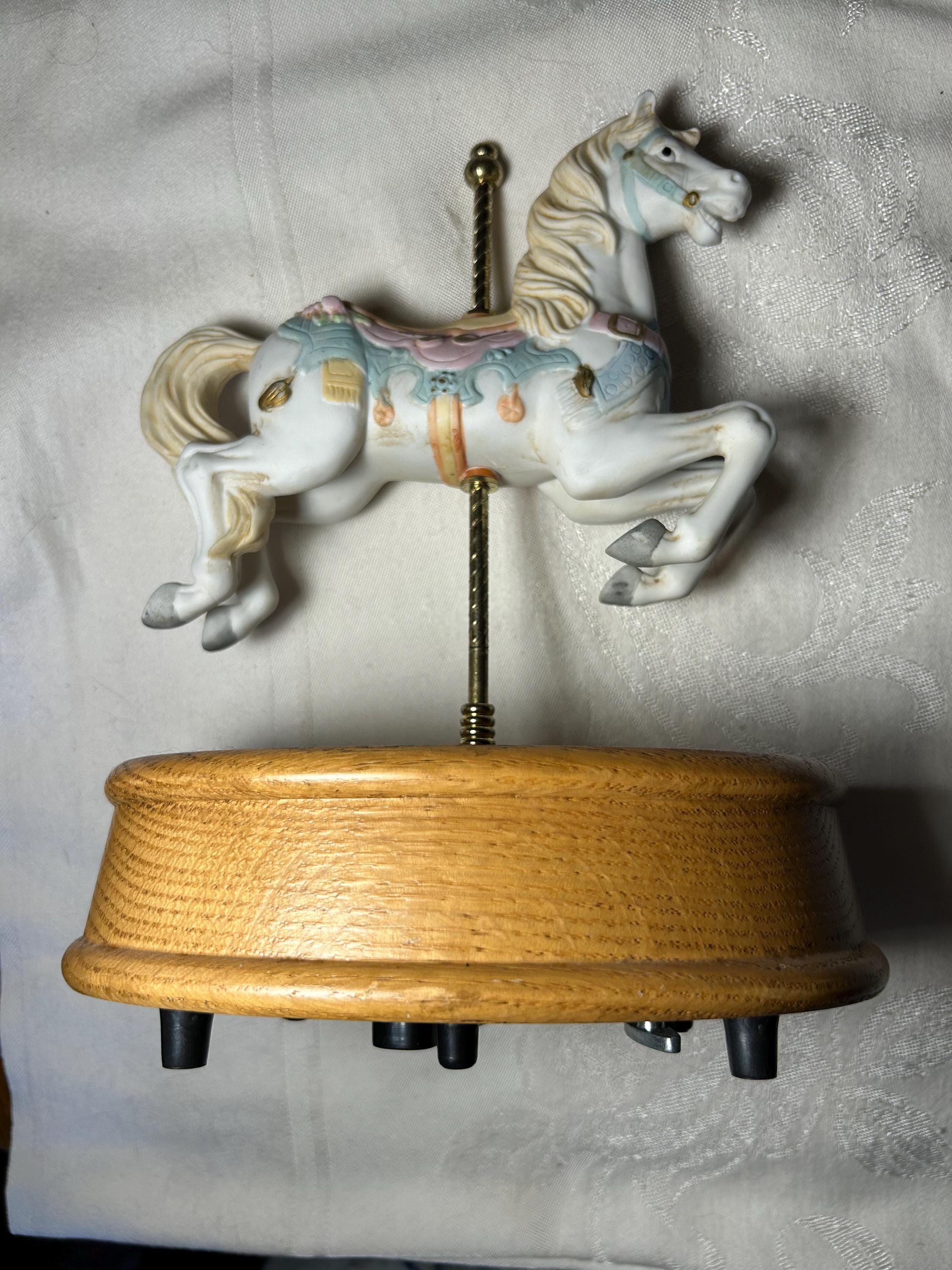 Nicoone Houten Vintage Muzikale Doos,Carrousel Horse Muziekdoos Mooie