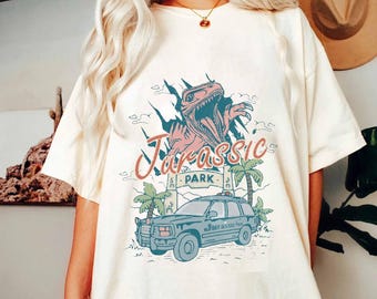 Camiseta vintage de Jurassic Park, camiseta retro de la entrada de Jurassic Park con tour, camiseta de dinosaurio T-rex de Jurassic Park, camiseta de Jurassic World