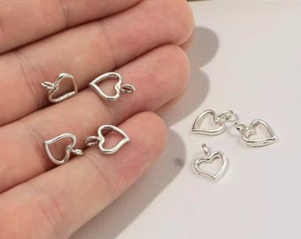Silver Plated Heart Pendant, Tiny Heart Charm, Silver Heart Charm, Mini Love Charm, GD880