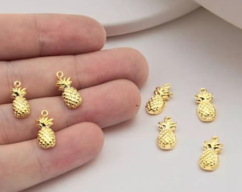 Gold Plated Pineapple Charm, Fruit Pendant, DIY Jewelry Making