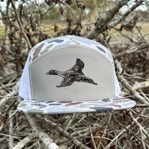 Duck Embroidered Rope Hat Grey Camo Front Mesh Back Hunting Cap Outdoor Snapback Adjustable Men's Gift