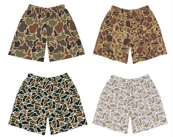 Men’s Camo Shorts Relaxed Fit, Old School Duck Camo Hunting Shorts, Lightweight Summer Outdoor Shorts for Men