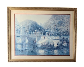 Stampa firmata "Boston Public Garden" di JC Terelak, vintage 85