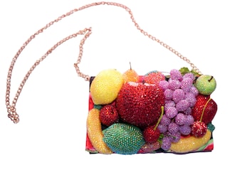De fruitige bling-bling clutch | Unieke statementtas met kristalfruit | Luxe handgemaakt door @thatskandice