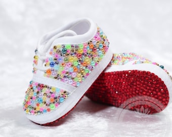 Glam babykristallen slofjes | Regenboogstrass-babyslofjes