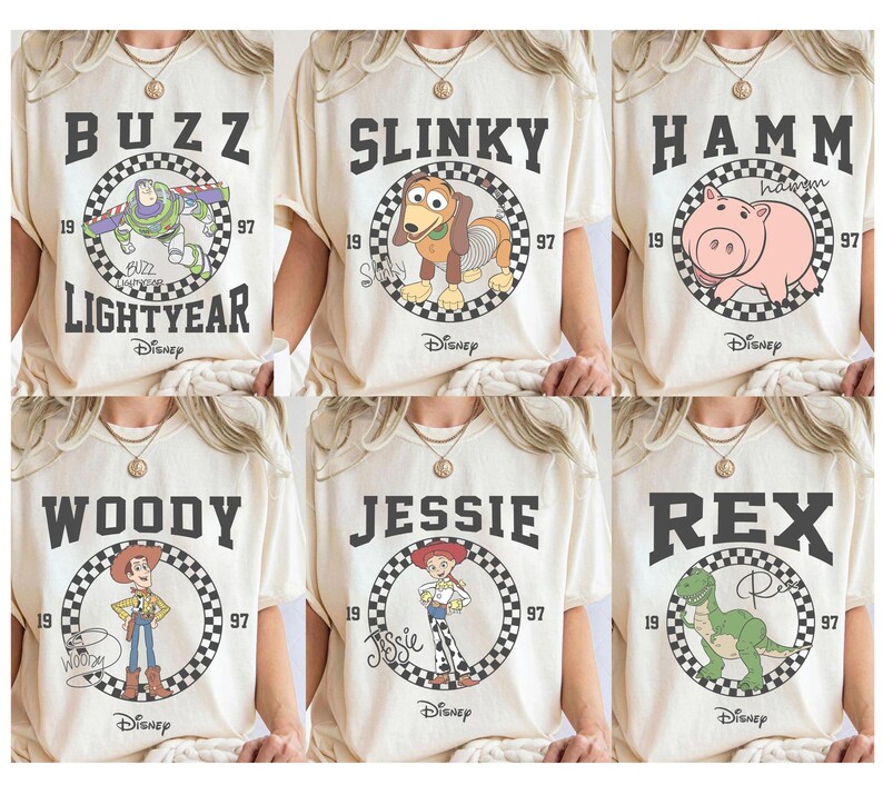 Camiseta de todos los personajes de Disneyland, Pixar Toy Story Disneyland Princesa Mickey y sus amigos Intensa-Mente Monsters Inc., camiseta de viaje a Disneyland imagen 2