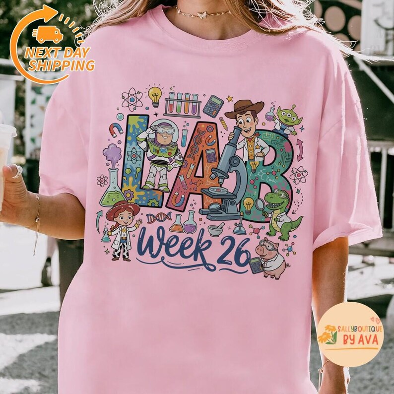 Disneyland Toy Story Lab Week 2026 Shirt, Buzz Lightyear Woody Jessie Bo Peep Lab Story, Lab Assistant, Med Lab Team Clinical Laboratory Tee image 3