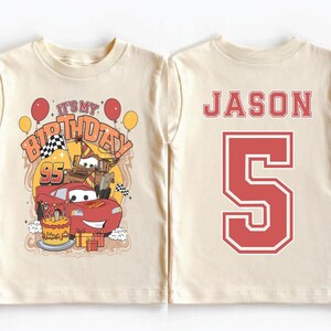 Personalized Disneyland Cars Birthday Boy Shirt, Lightning McQueen Birthday Shirt, Family Matching Shirt, Racing Car Birthday Boy Shirt image 2