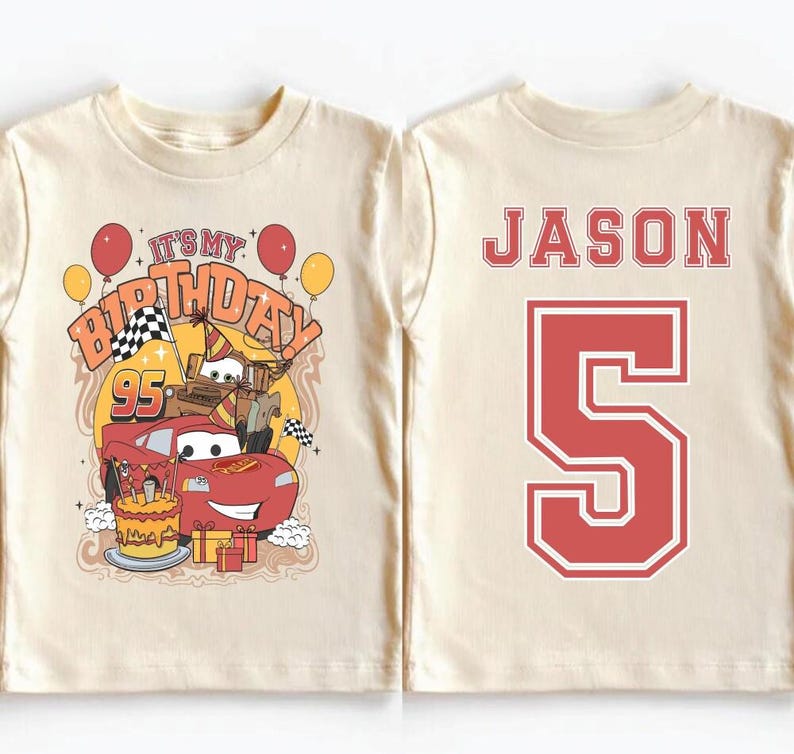 Personalized Disneyland Cars Birthday Boy Shirt, Lightning McQueen Birthday Shirt, Family Matching Shirt, Racing Car Birthday Boy Shirt image 2