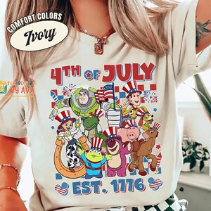 Chemise rétro Toy Story 4 juillet, chemise Toy Story USA 250e anniversaire, chemise Pixar Toy Story 4 juillet, fête de l'indépendance de Disneyland image 7